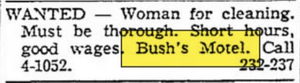 Bushs Motel - Apr 1955 Ad (newer photo)
